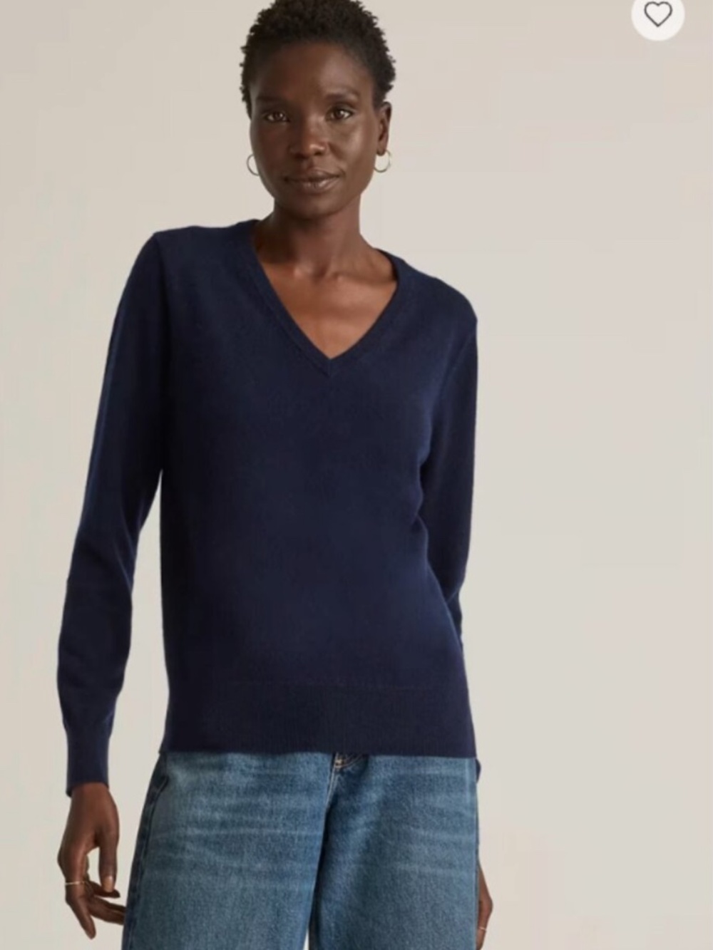 Quince 100% Mongolian Cashmere V-Neck Sweater in True Navy Small p